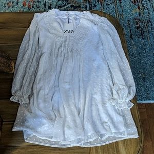 Zara white babydoll dress